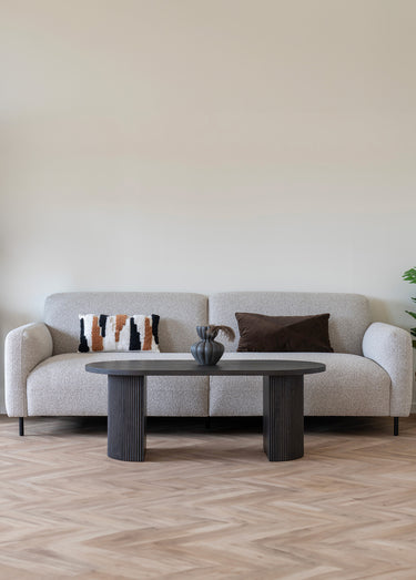 Table basse ovale avec pieds rainurés 1F Marron Fonce