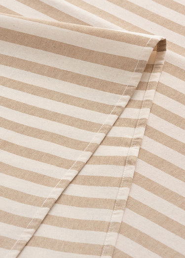 Nappe anti taches pur coton, rayures Beige