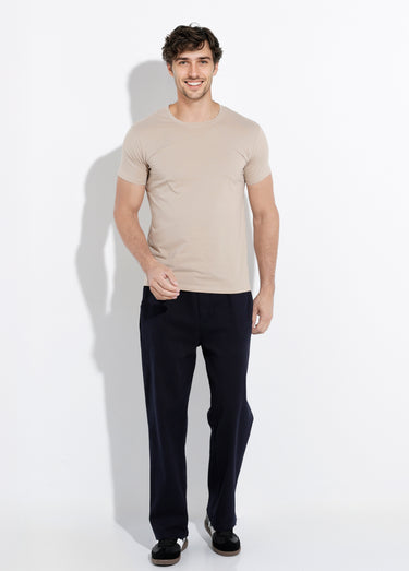 T-shirt col rond coupe ajustée Beige