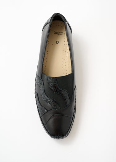 Mocassins cuir largeur confort fantaisie Noir