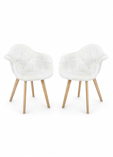 Set 2 Fauteuils scandinaves PATCHWORK Blanc/Marron