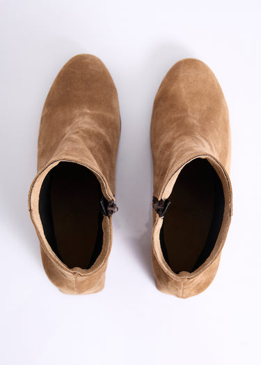 Boots zippées cuir velouté Marron