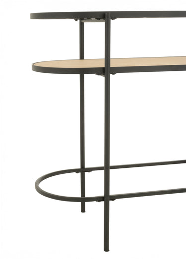 Console ovale chic métal, bois et verre Naturel