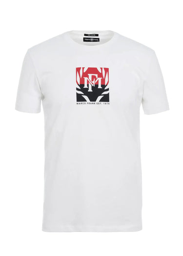 T-shirt col rond avec logo poitrine Blanc