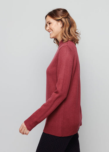 Pull col montant maille épaisse Prune