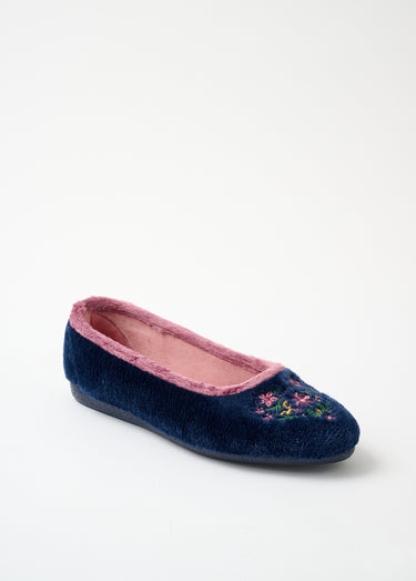 Chaussons ballerines largeur confort Marine