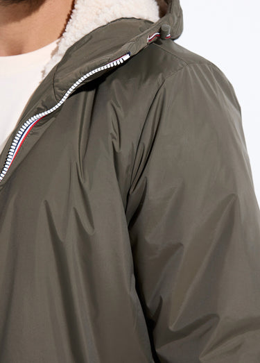 Parka longue chaude fourrée déperlante Kaki/Ecru