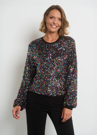 Sweat à paillettes à manches longues Multicolore