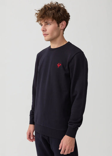 Sweat molletonné col rond manches longues Marine