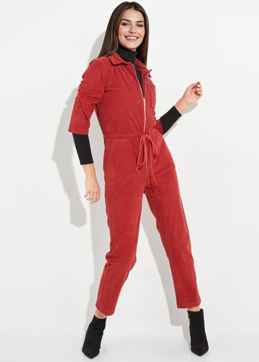 Combipantalon en velours à grosses cotes Brique