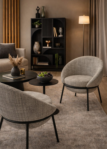Fauteuil de salon chiné pieds métal,gris Gris