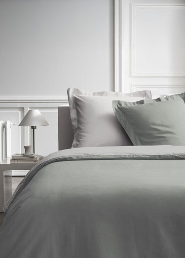 Parure percale de coton, 240 x 220cm Dune / Sauge