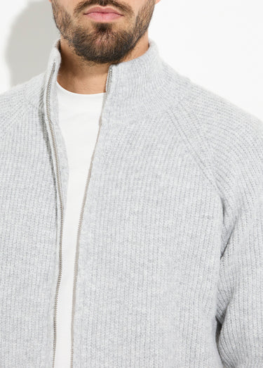 Gilet zippé chaud avec laine, col montant Gris