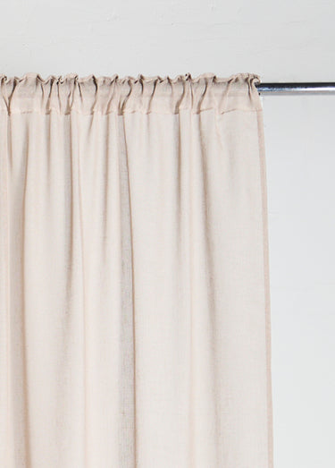 Rideau 1 panneau ruflettes, façon lin Beige