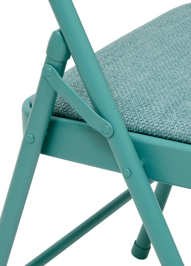 Chaise pliante métal, assise tissu chiné Vert