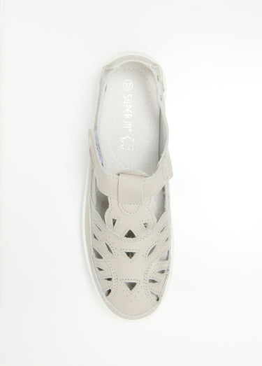 Sandales confortables en cuir avec bride Gris Clair