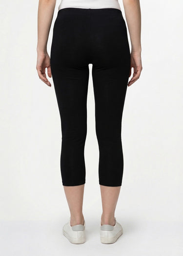 Legging court ceinture élastiqué bas brodés Noir