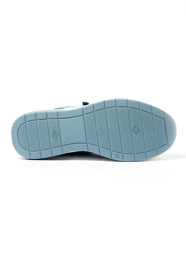 Baskets multi matières semelle compensée Bleu