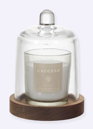 Bougie parfumée + cloche verre et socle Blanc