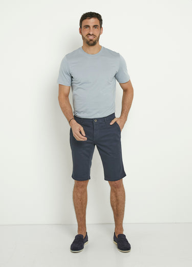 Bermuda en toile de coton extensible Marine