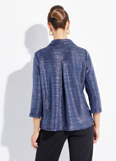 Tunique brillante avec encolure col V Bleu Nuit