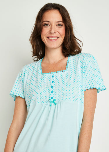 Chemise de nuit coton dentelle Aqua