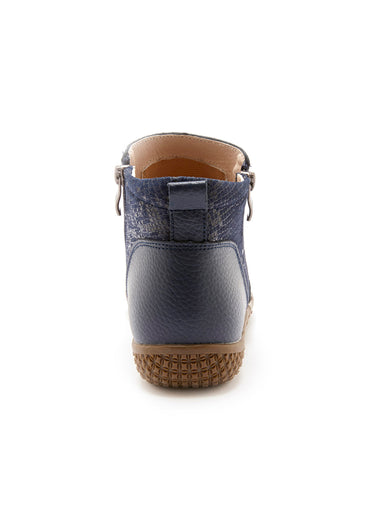 Boots zippées cuir grainé Bleu