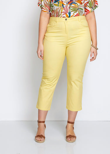 Pantacourt taille élastiquée 5 poches Jaune