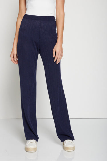 Pantalon fluide taille semi-élastiquée Marine
