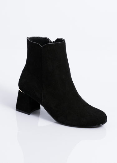 Boots zippées cuir velouté Noir