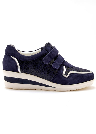 Derbies scratchés cuir largeur confort Marine
