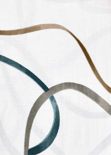 Parure de lit 4 pièces percale avec drap plat, lignes Imprime Blanc