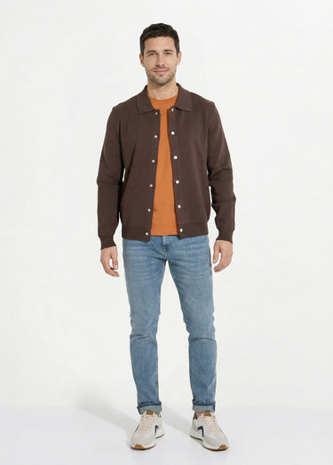 Gilet pressionné en maille jacquard Marron