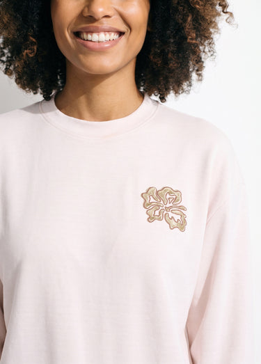 Sweat volume boite molleton brodé détail brillant Ecru