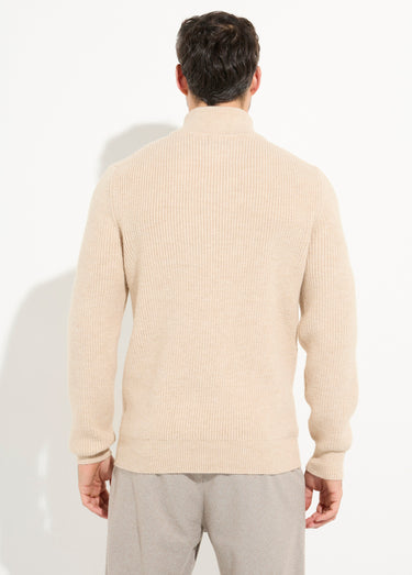 Pull épais avec col zippé camionneur Beige