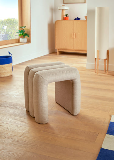 Pouf décoratif en tissu, forme arche Argile