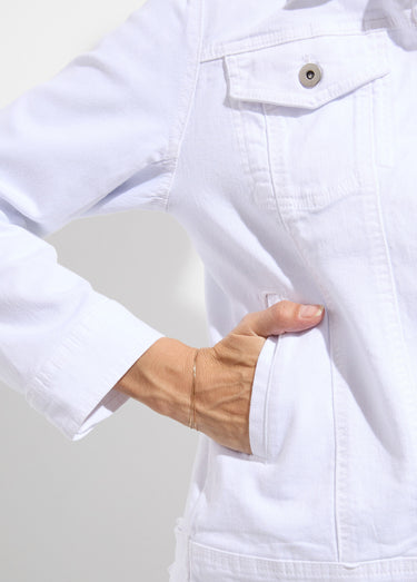 Veste en jean coupe droite stretch Blanc