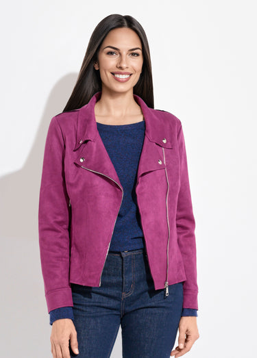 Veste zippée style motard en suédine Violet