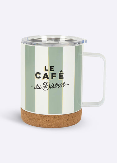 Mug de transport isolant, base liège Sauge / Beige