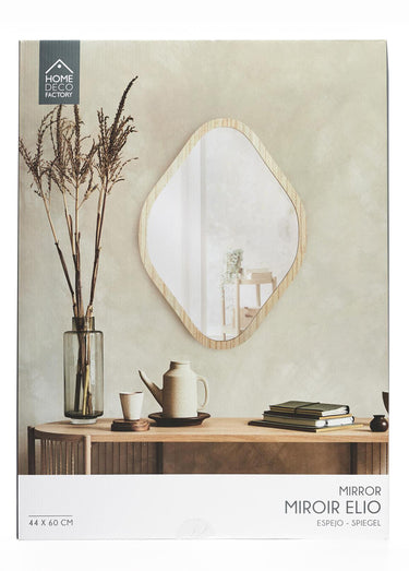 Miroir losange avec contour bois brut Naturel