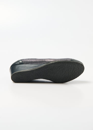 Ballerines compensées cuir largeur confort bi-matière Marine