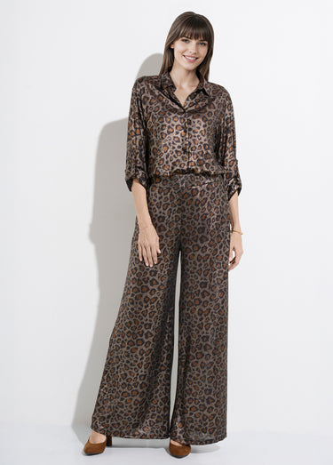 Pantalon maille souple léopard métallisé Leopard