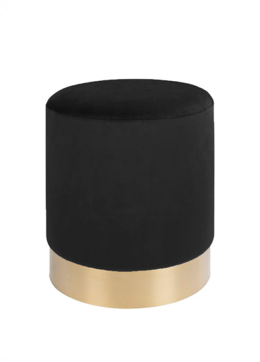 Pouf en velours foncé, base laiton - 2N Noir