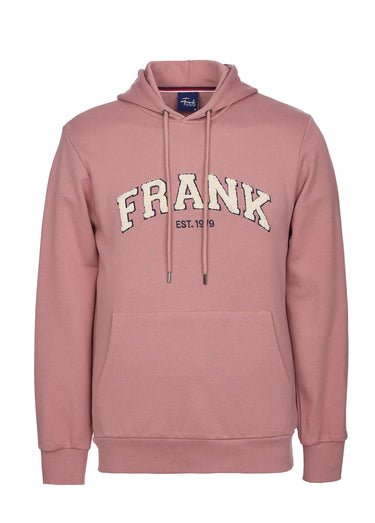 Sweat shirt à capuche, logo bouclette Rose