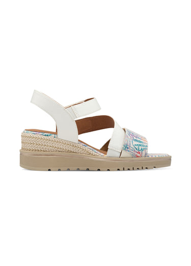 Sandales compensées brides scratchées Blanc