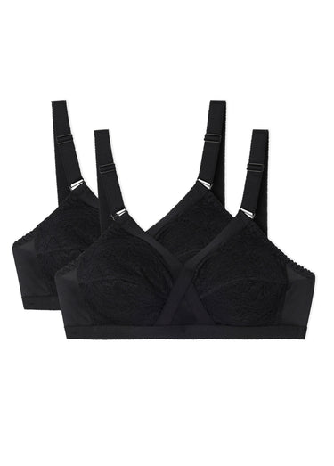 Soutien-gorge sans armatures croisé - lot de 2 Noir Lot2