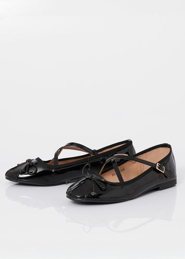 Ballerines vernies avec brides croisées Vernis Noir