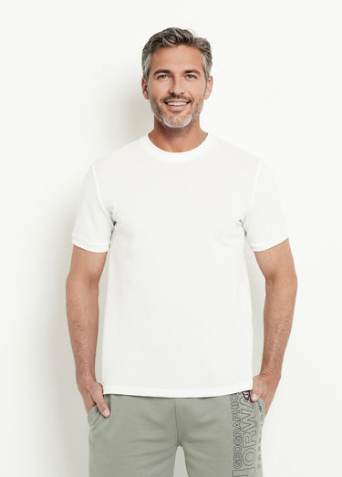 T-shirt col rond épais effet nid d'abeille Blanc