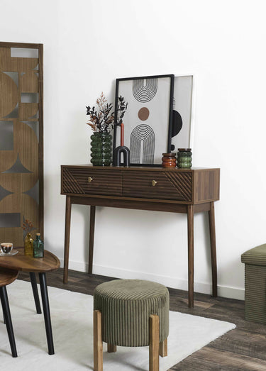 Console en bois foncé rainuré Marron