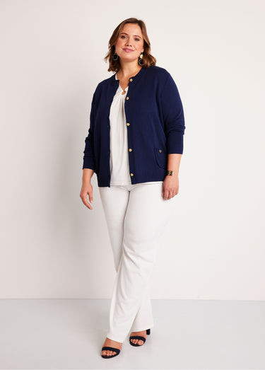 Gilet cardigan court boutonné Marine